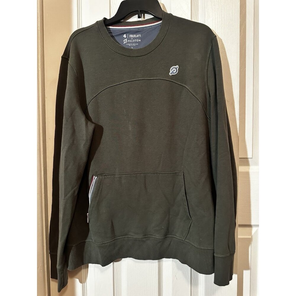 Men's FourLaps x Peloton Rush Crewneck Sweater Size Large Olive Green